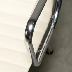 Pamono EA108 Dining Chair in Polished Aluminum and White Leather by Charles and Ray Eames for Vitra, 2010s Online