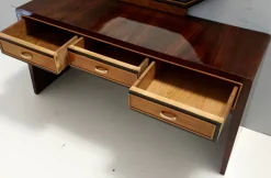 Pamono Ebonized Walnut and Birch Vanity Table with Mirror attributed to Paolo Buffa, 1950s Sale