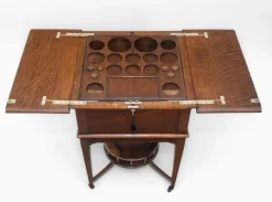 Pamono Edwardian Oak Metamorphic Rise and Fall Cocktail Drinks Cabinet, 1890s Best