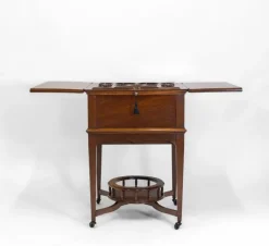 Pamono Edwardian Oak Metamorphic Rise and Fall Cocktail Drinks Cabinet, 1890s Best