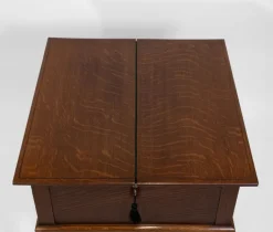 Pamono Edwardian Oak Metamorphic Rise and Fall Cocktail Drinks Cabinet, 1890s Best