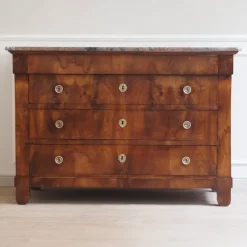 Pamono Empire Biedermeier Chest of Drawers with Marble Best