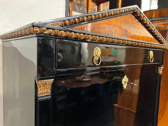 Pamono Empire Secretary in Ebonized Wood, Maple & Ink Painting, Vienna, 1815 Discount