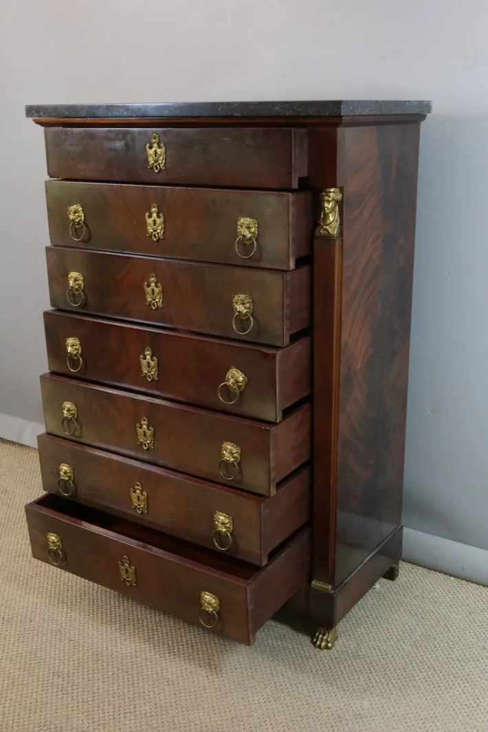 Pamono Empire Style Mahogany Chest of Drawers, 1980s Outlet