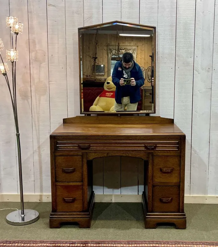 Pamono English Art Deco Dressing Table in Oak New