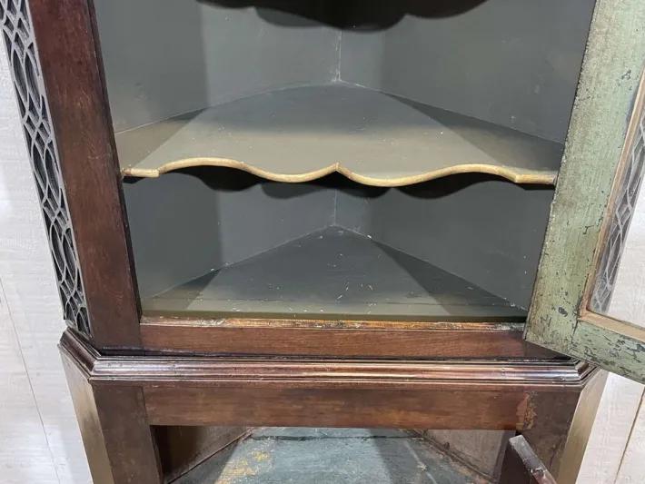 Pamono English Corner Cabinet in Walnut, Mahogany and Oak, 19th Century