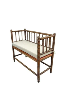 Pamono English Jacobean Style Bobbin Wood Bench, 1920s