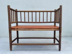 Pamono English Jacobean Style Bobbin Wood Bench, 1920s