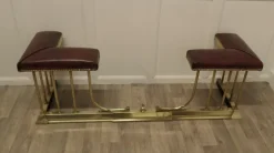 Pamono Extending Brass and Leather Club Fender, 1890s