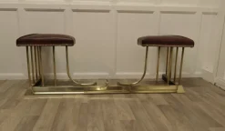 Pamono Extending Brass and Leather Club Fender, 1890s