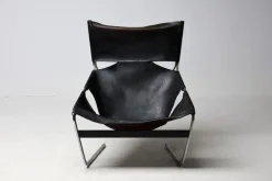 Pamono F444 Lounge Chair in Black Leather by Pierre Paulin for Artifort, 1965 Best