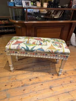 Pamono Fabric & Walnut Bench, 1930s Online