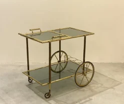 Pamono Faux Bamboo & Brass Bar Trolley from Maison Bagues, 1970s Outlet