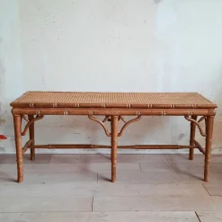 Pamono Faux Bamboo & Rattan Bench, 1980s