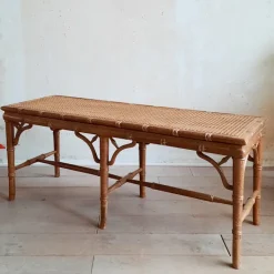 Pamono Faux Bamboo & Rattan Bench, 1980s
