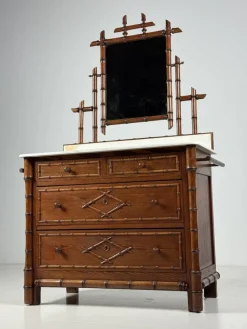 Pamono Faux Bamboo Commode with Mirror, 1890s Online