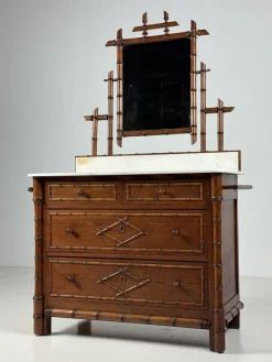 Pamono Faux Bamboo Commode with Mirror, 1890s Online
