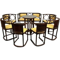 Pamono Fledermaus Seating Group by Josef Hoffmann for Jacob Josef Kohn, 1905, Set of 8 Hot