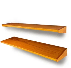 Pamono Floating Shelves in Teak attributed to Kai Kristiansen, Denmark, 1960s, Set of 2 Best