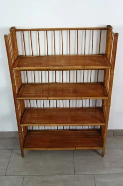 Pamono Folding Bamboo Shelf, 1950s Sale