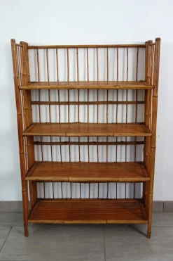 Pamono Folding Bamboo Shelf, 1950s Sale