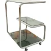 Pamono Food Trolley with Triple Shelf in Steel, 1970 Best