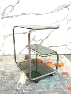 Pamono Food Trolley with Triple Shelf in Steel, 1970 Best