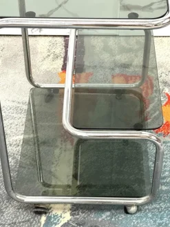 Pamono Food Trolley with Triple Shelf in Steel, 1970 Best