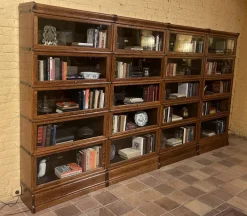 Pamono Four-Module Oak Wall Bookcase from Globe Wernicke, 1890s Best