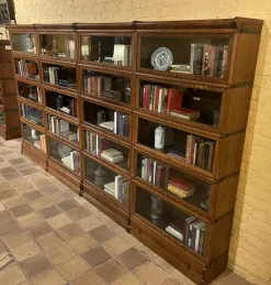 Pamono Four-Module Oak Wall Bookcase from Globe Wernicke, 1890s Best