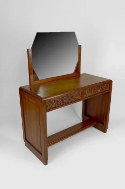 Pamono French Art Deco Dressing Table in Carved Walnut, 1930 Best