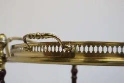 Pamono French Bar Cart / Trolley in Brass, Glass & Wood by Maison Jansen for Maison Jansen, 1950 New