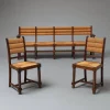 Pamono French Benches and Chairs in Oak and Straw, 1940, Set of 3 Best