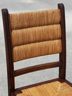 Pamono French Benches and Chairs in Oak and Straw, 1940, Set of 3 Best