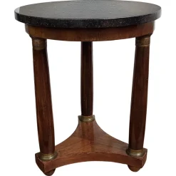 Pamono French Empire Gueridon Side Table with Tripod Columns Brass and Marble Top, 1890s Online