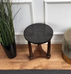 Pamono French Empire Gueridon Side Table with Tripod Columns Brass and Marble Top, 1890s Online