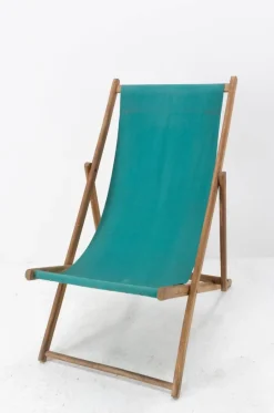 Pamono French Fabric Folding Deck Chair New