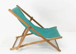 Pamono French Fabric Folding Deck Chair New