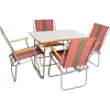 Pamono French Folding Camping Chairs and Table, 1950s, Set of 5 Outlet