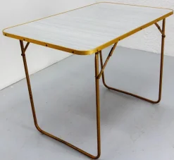 Pamono French Folding Camping Chairs and Table, 1950s, Set of 5 Outlet