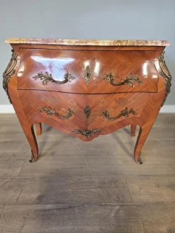 Pamono French Inlaid Marble Top Commode Sale
