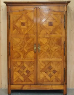 Pamono French Louis XVI Parquetry Burr Walnut Panelled Wardrobe Best