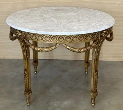 Pamono French Louis XVI Style Oval Giltwood Carved Center Table, 1890s Clearance