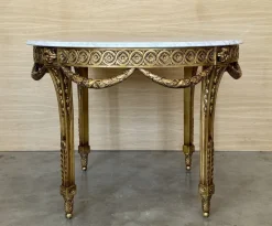 Pamono French Louis XVI Style Oval Giltwood Carved Center Table, 1890s Clearance