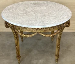 Pamono French Louis XVI Style Oval Giltwood Carved Center Table, 1890s Clearance