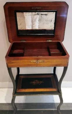 Pamono French Napoleon III Style Dressing Table with Mirror and Faux Drawer, 1850s Clearance