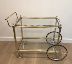 Pamono French Silver & Brass Trolley from Maison Bagués, 1940s New