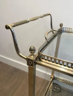 Pamono French Silver & Brass Trolley from Maison Bagués, 1940s New
