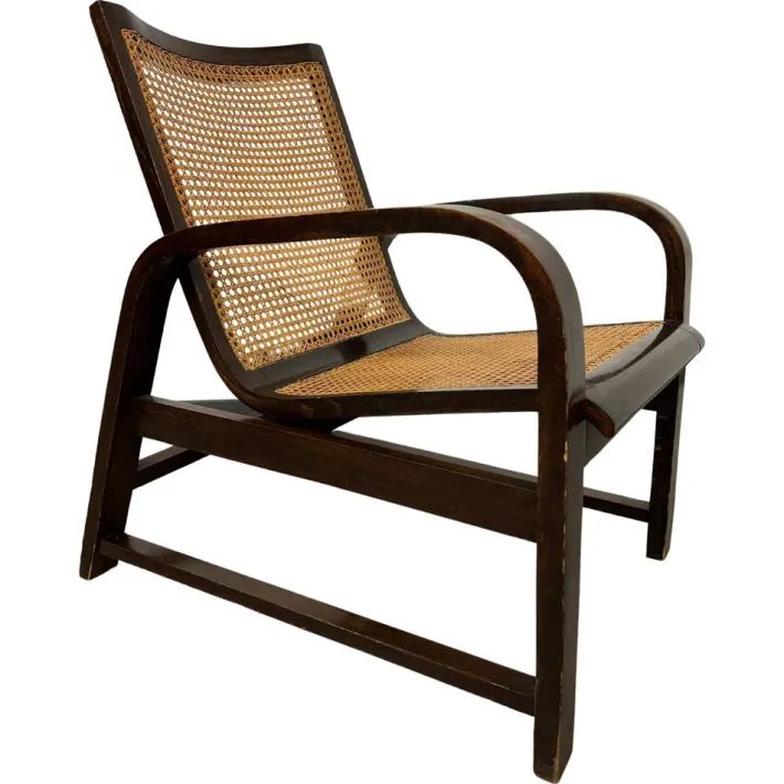 Pamono Functionalist Bentwood Lounge Chair from Thonet, 1930s New