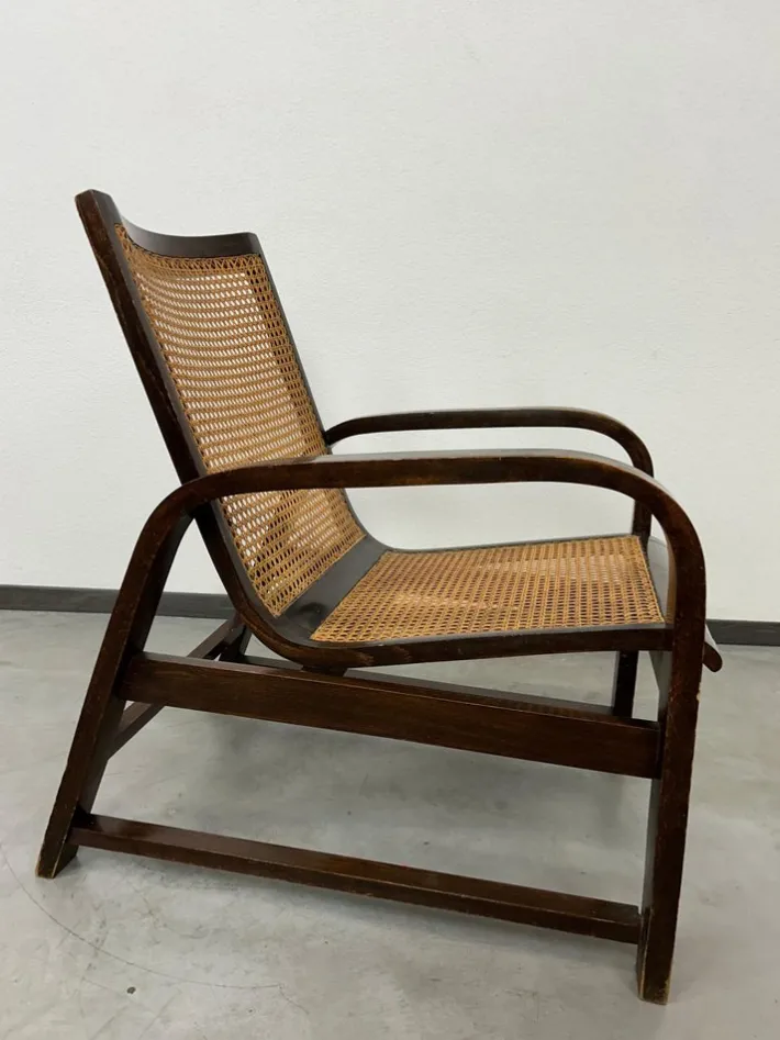 Pamono Functionalist Bentwood Lounge Chair from Thonet, 1930s New
